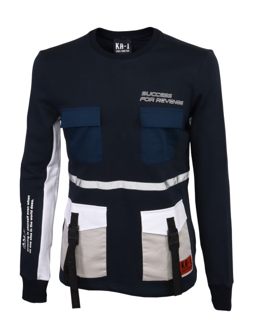 KA-1 SWEATSHIRT - BLUE - STRETCH COTTON