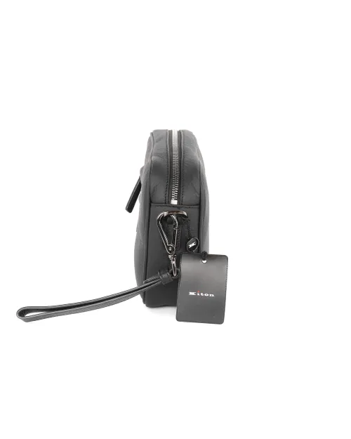 KITON WRISTLET CLUTCH BAG - BLACK - DEERSKIN LEATHER