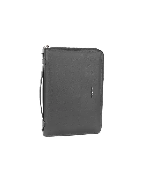 KITON DOCUMENT ORGANIZER - BLACK - SAFFIANO CALFSKIN LEATHER