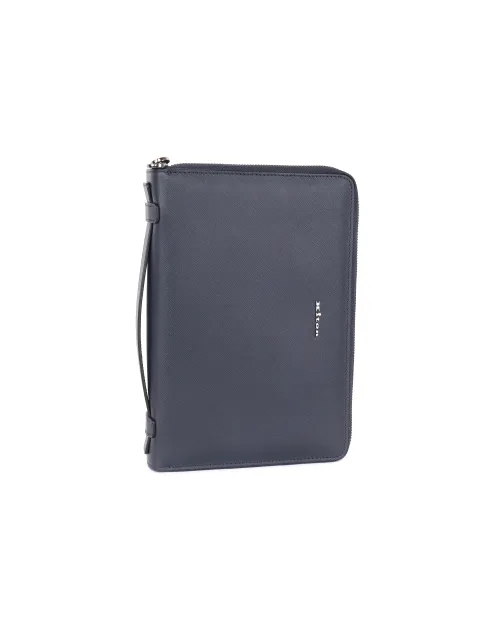 KITON DOCUMENT ORGANIZER - NAVY BLUE - SAFFIANO CALFSKIN LEATHER