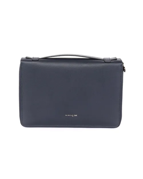 KITON DOCUMENT ORGANIZER - NAVY BLUE - SAFFIANO CALFSKIN LEATHER