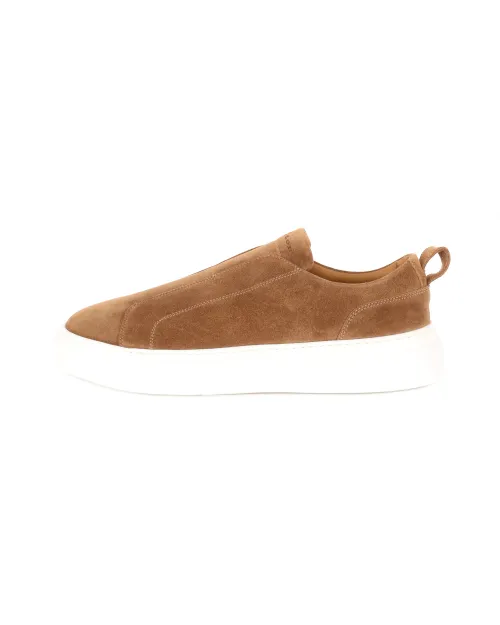 KITON SLIP-ON SNEAKERS - CALFSKIN SUEDE - CIGAR BROWN