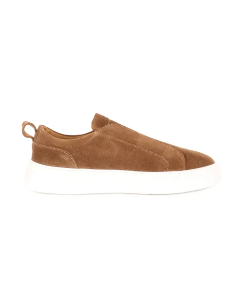 KITON SLIP-ON SNEAKERS - CALFSKIN SUEDE - CIGAR BROWN