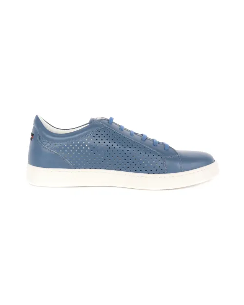 KITON SNEAKERS - CALFSKIN - BLUE