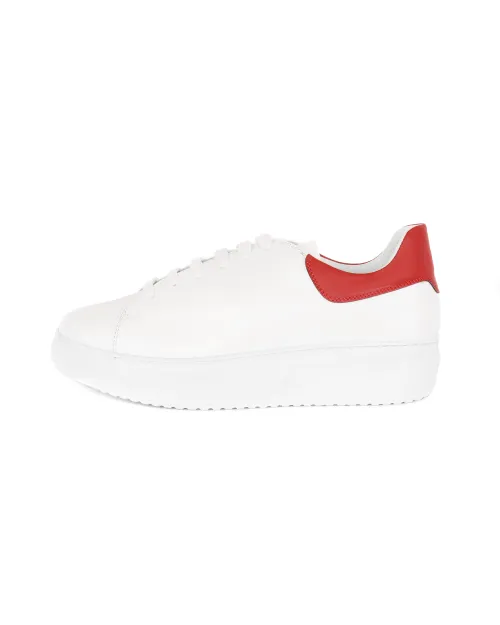 KITON SNEAKERS - CALFSKIN - WHITE & RED
