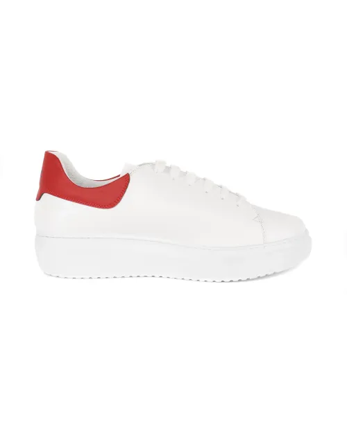 KITON SNEAKERS - CALFSKIN - WHITE & RED