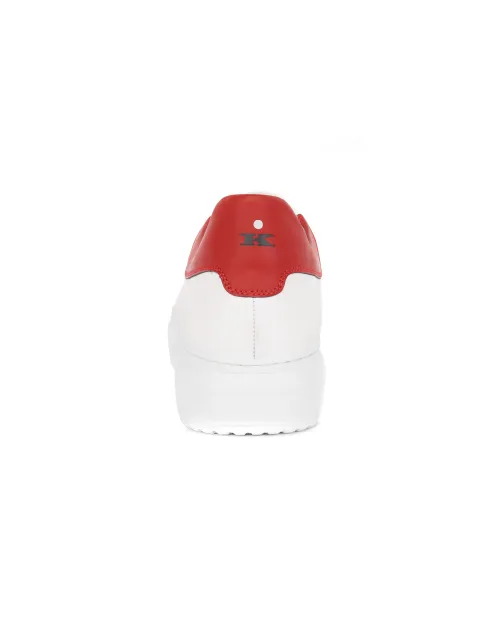 KITON SNEAKERS - CALFSKIN - WHITE & RED