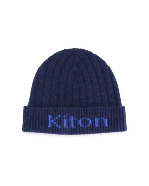 KITON BEANIE - BLUE - PURE CASHMERE