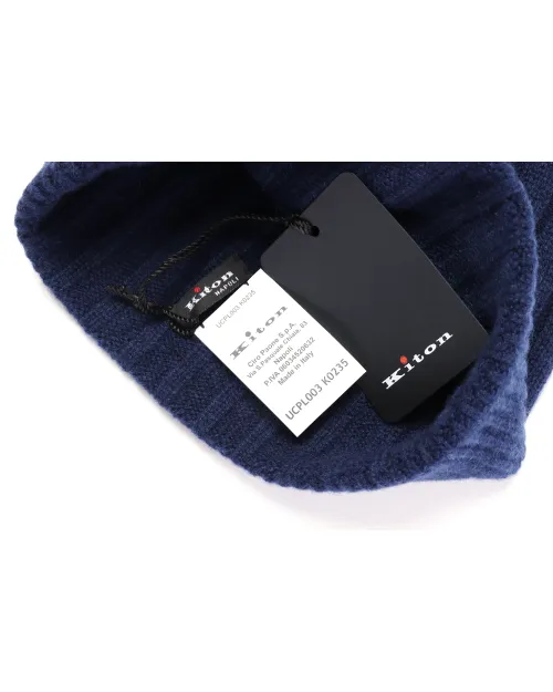KITON BEANIE - BLUE - PURE CASHMERE