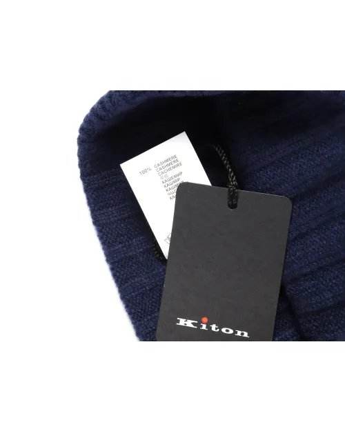 KITON BEANIE - BLUE - PURE CASHMERE