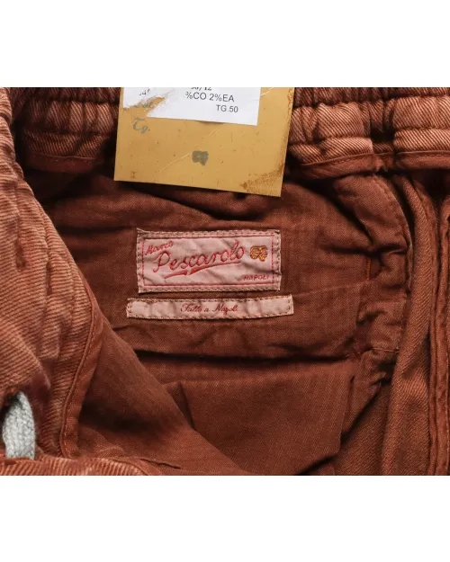 MARCO PESCAROLO PANTS - BROWN - STRETCH COTTON