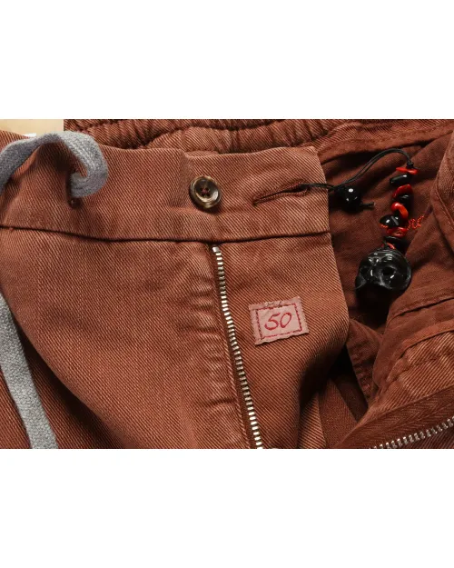 MARCO PESCAROLO PANTS - BROWN - STRETCH COTTON