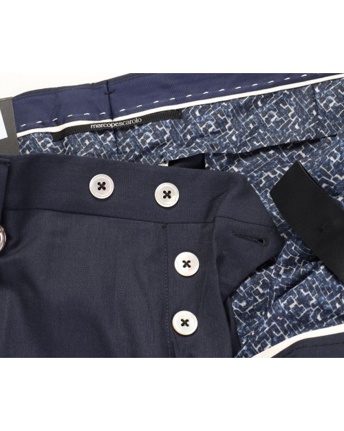 MARCO PESCAROLO PANTS - NAVY BLUE - WOOL