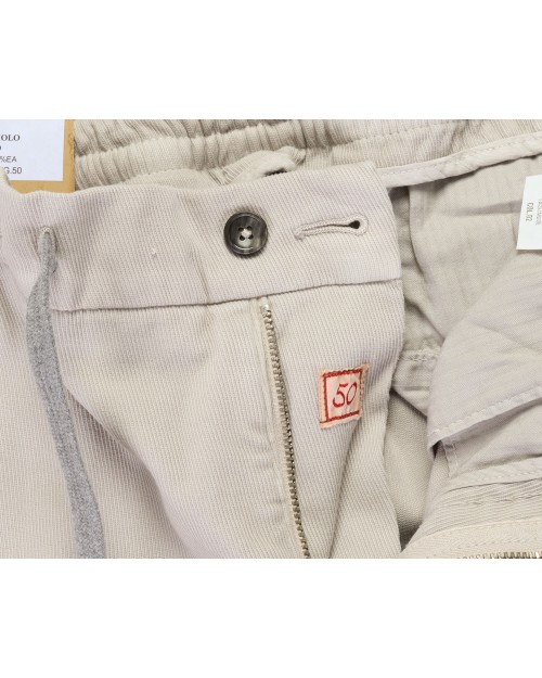 MARCO PESCAROLO PANTS - PEARL GREY - STRETCH COTTON & CASHMERE