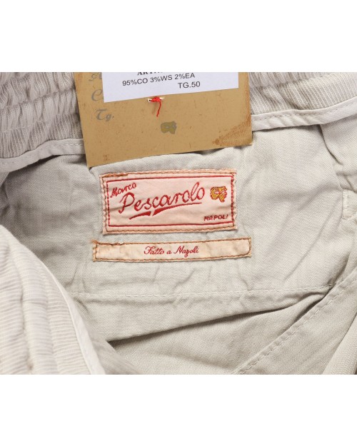 MARCO PESCAROLO PANTS - PEARL GREY - STRETCH COTTON & CASHMERE
