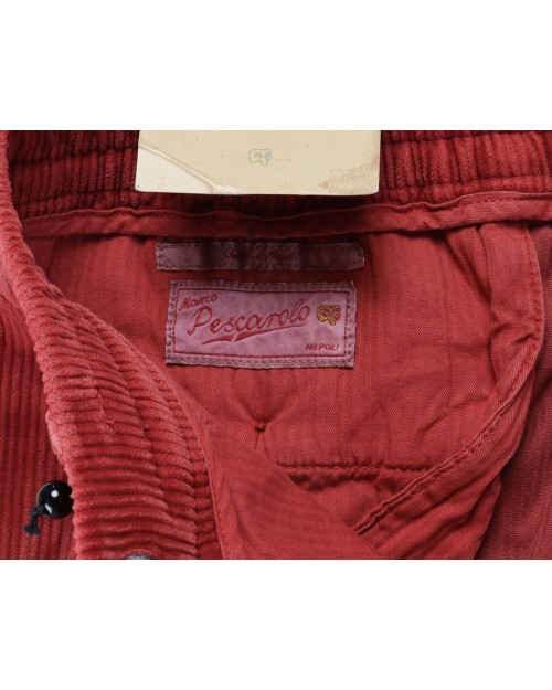 MARCO PESCAROLO PANTS - CORAL RED - STRETCH COTTON CORDUROY