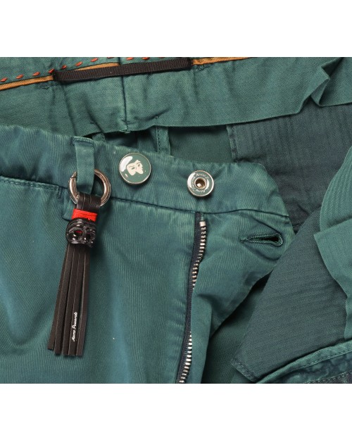 MARCO PESCAROLO PANTS - GREEN - STRETCH COTTON