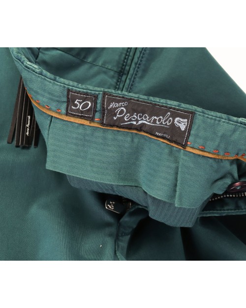 MARCO PESCAROLO PANTS - GREEN - STRETCH COTTON