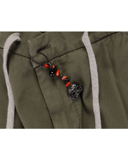 MARCO PESCAROLO PANTS - GREEN - STRETCH COTTON & CASHMERE