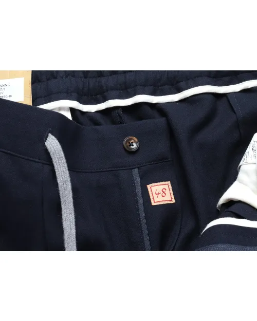 MARCO PESCAROLO PANTS - NAVY BLUE - WOOL FLANNEL