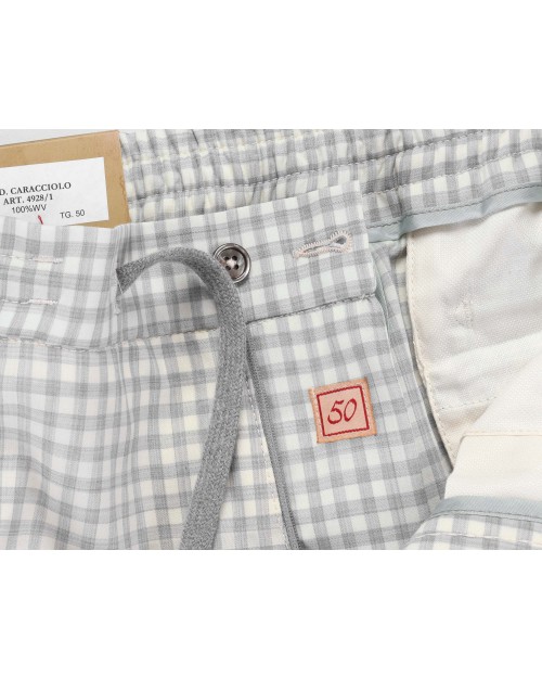 MARCO PESCAROLO PANTS - WHITE & GREY - LIGHTWEIGHT WOOL