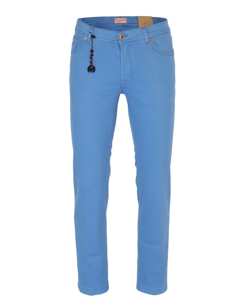 MARCO PESCAROLO limited edition PANTS - LIGHT BLUE - STRETCH COTTON & CASHMERE
