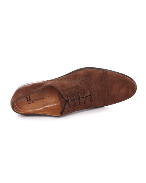 MORESCHI OXFORD SHOES - CALFSKIN SUEDE - BROWN