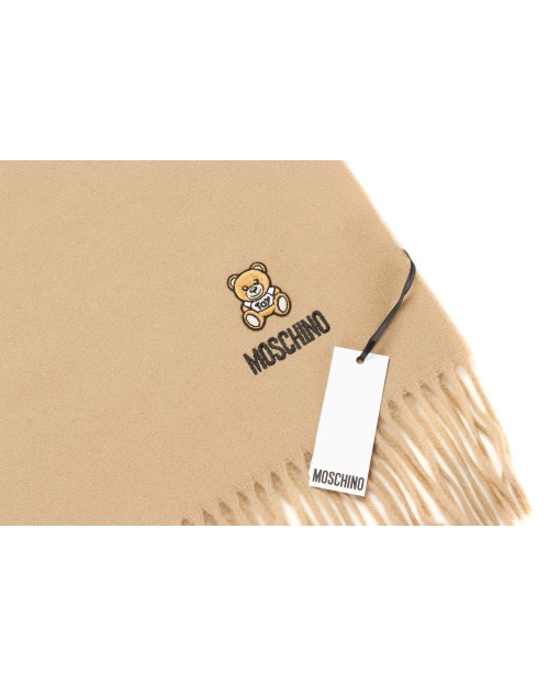 MOSCHINO SCARF - BEIGE - WOOL FLANNEL