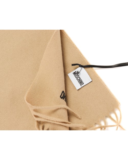 MOSCHINO SCARF - BEIGE - WOOL FLANNEL