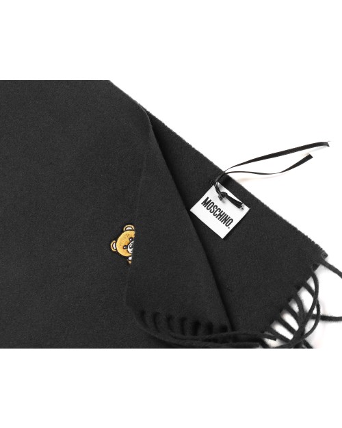 MOSCHINO SCARF - BLACK - WOOL FLANNEL