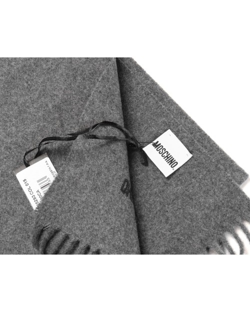MOSCHINO SCARF - GREY - WOOL FLANNEL