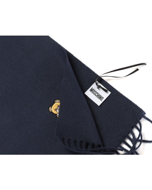 MOSCHINO SCARF - NAVY BLUE - WOOL FLANNEL
