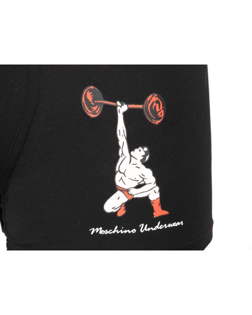 MOSCHINO BOXER TRUNKS - BLACK - STRETCH COTTON