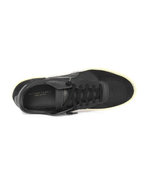 OLIVER CABELL "RUNNER LOW" SNEAKERS - CALFSKIN & CANVAS - BLACK