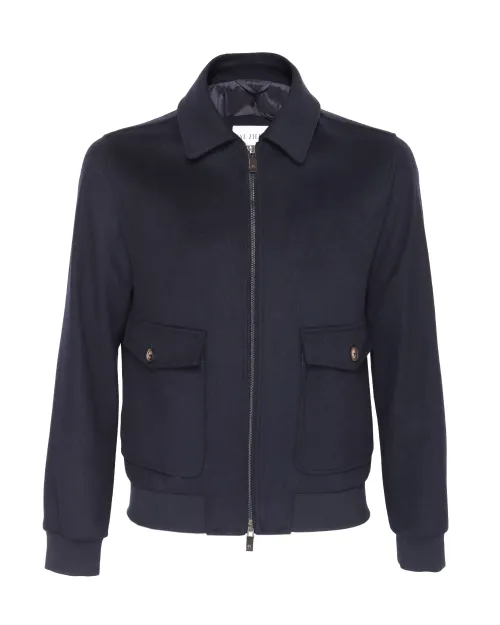 PAL ZILERI BOMBER JACKET - NAVY BLUE - WOOL