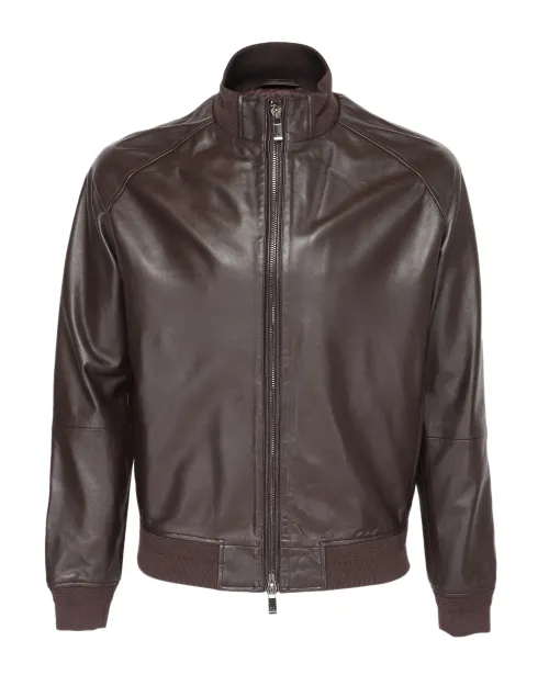 PAL ZILERI BOMBER JACKET - BROWN - LAMBSKIN