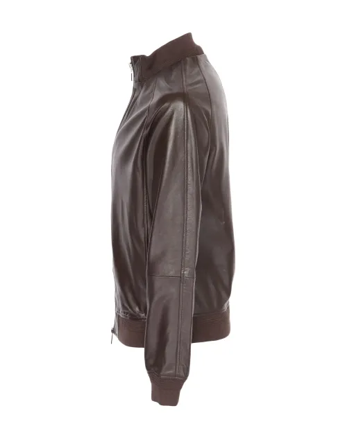 PAL ZILERI BOMBER JACKET - BROWN - LAMBSKIN