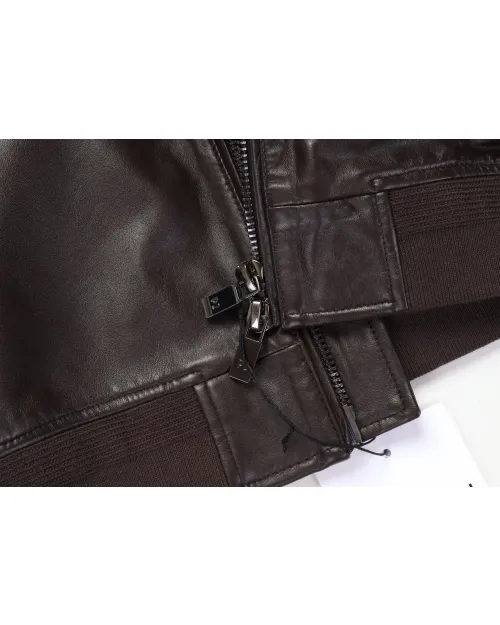 PAL ZILERI BOMBER JACKET - BROWN - LAMBSKIN