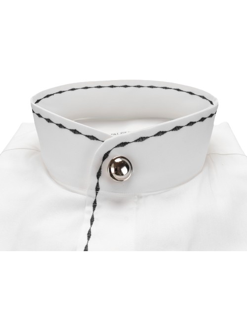 PAL ZILERI FORMAL DRESS SHIRT - WHITE & BLACK - COTTON