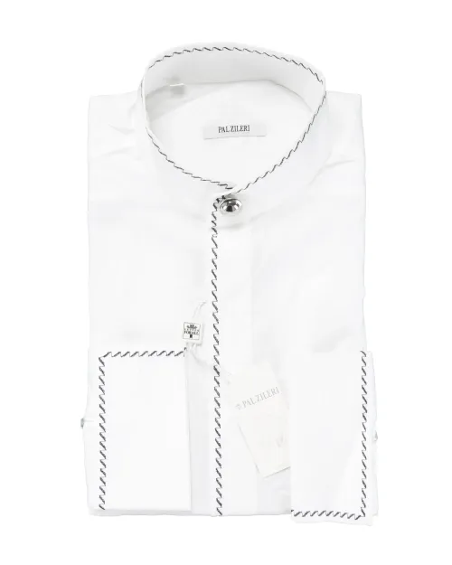 PAL ZILERI FORMAL DRESS SHIRT - WHITE & BLACK - COTTON