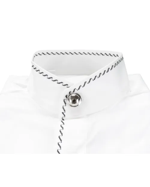 PAL ZILERI FORMAL DRESS SHIRT - WHITE & BLACK - COTTON