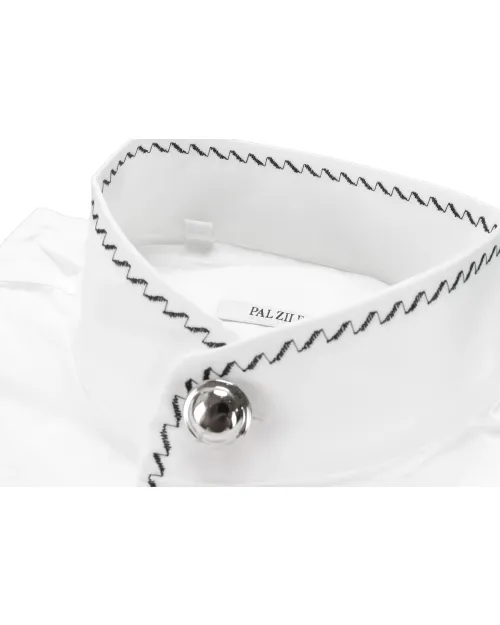 PAL ZILERI FORMAL DRESS SHIRT - WHITE & BLACK - COTTON