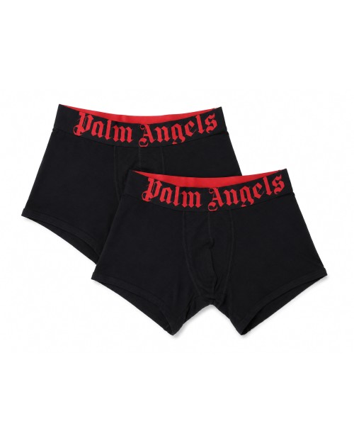 PALM ANGELS BOXER BRIEFS BI-PACK - BLACK & RED - STRETCH COTTON