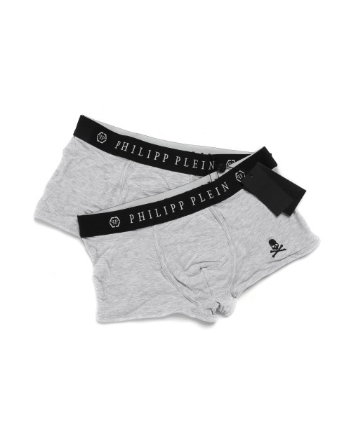 PHILIPP PLEIN BOXER BRIEFS BI-PACK - GREY - STRETCH COTTON