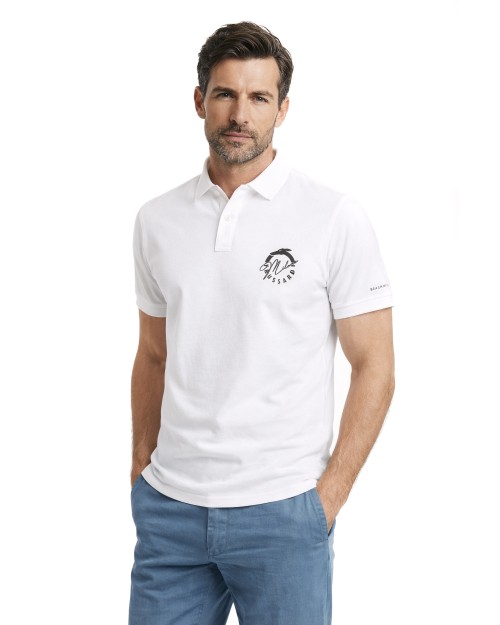 TRUSSARDI POLO SHIRT - WHITE - COTTON PIQUE'