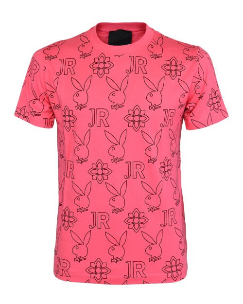 JOHN RICHMOND x PLAYBOY T-SHIRT - FUCHSIA & BLACK - COTTON