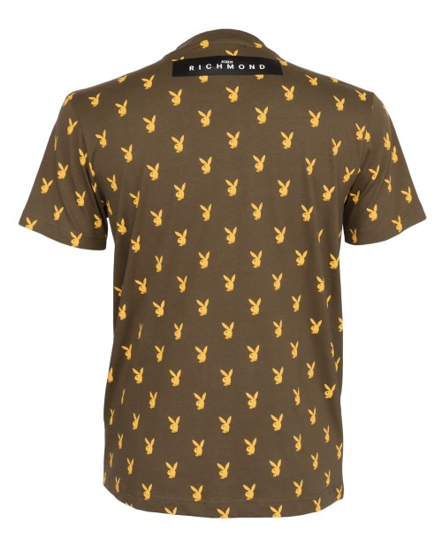 JOHN RICHMOND x PLAYBOY T-SHIRT - MUD & ORANGE - COTTON