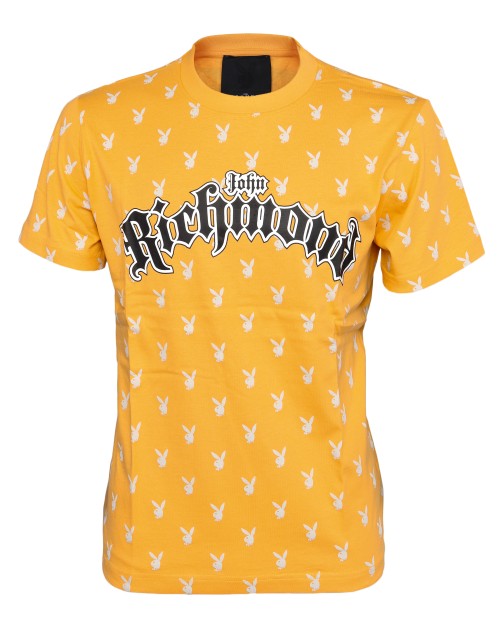 JOHN RICHMOND x PLAYBOY T-SHIRT - ORANGE & WHITE - COTTON