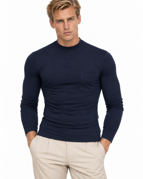 PAL ZILERI T-SHIRT - NAVY BLUE - STRETCH COTTON