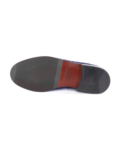 RUSSELL & BROMLEY LOAFERS - CALFSKIN & VELVET - BLACK & BLUE